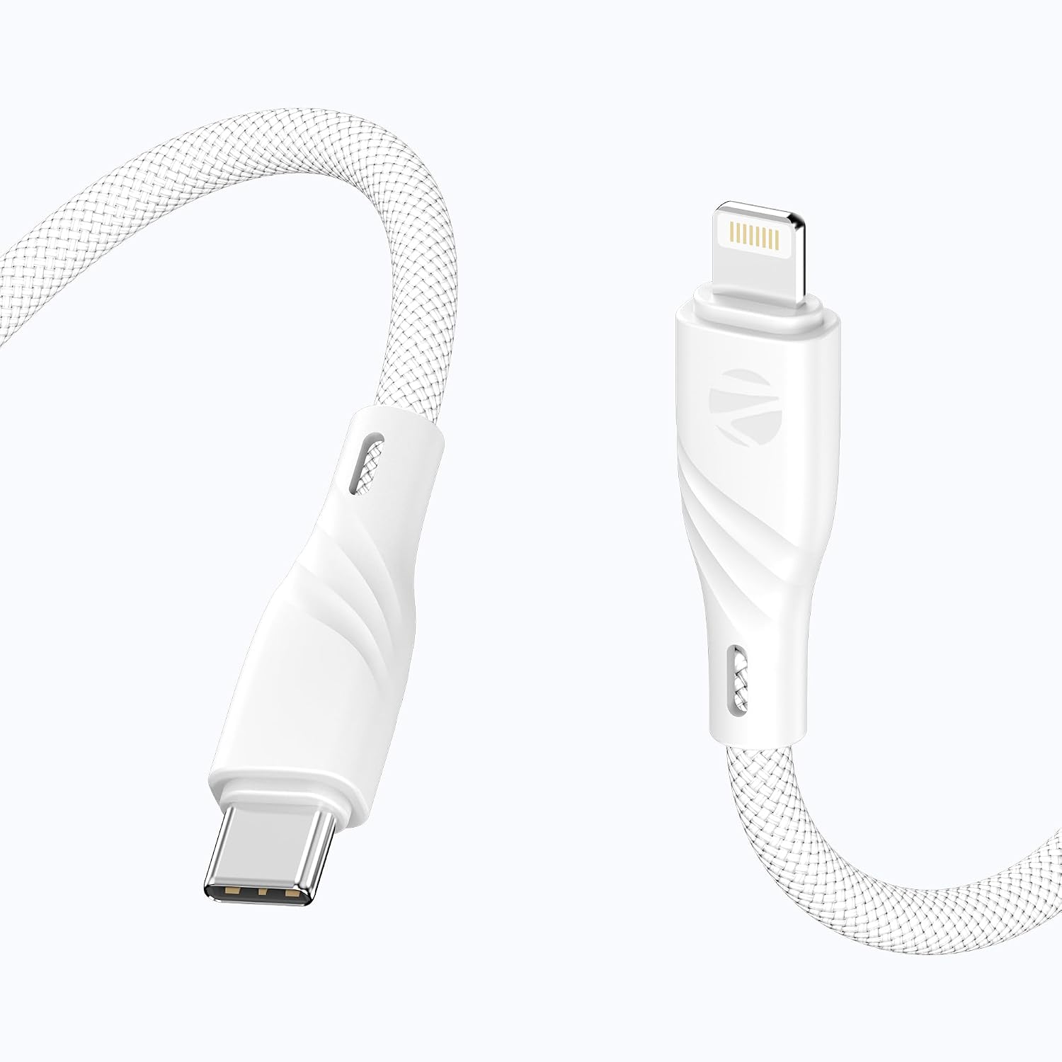 Click to enlarge Zebronics Type-C to Lightning Fast Charging Cable, 27W PD Rapid Charging, Charge & Sync Support, Braided Tangle-Free Design, 1.5 Meter Length, Compatible with Type-C PD Adapters (TL300, White)