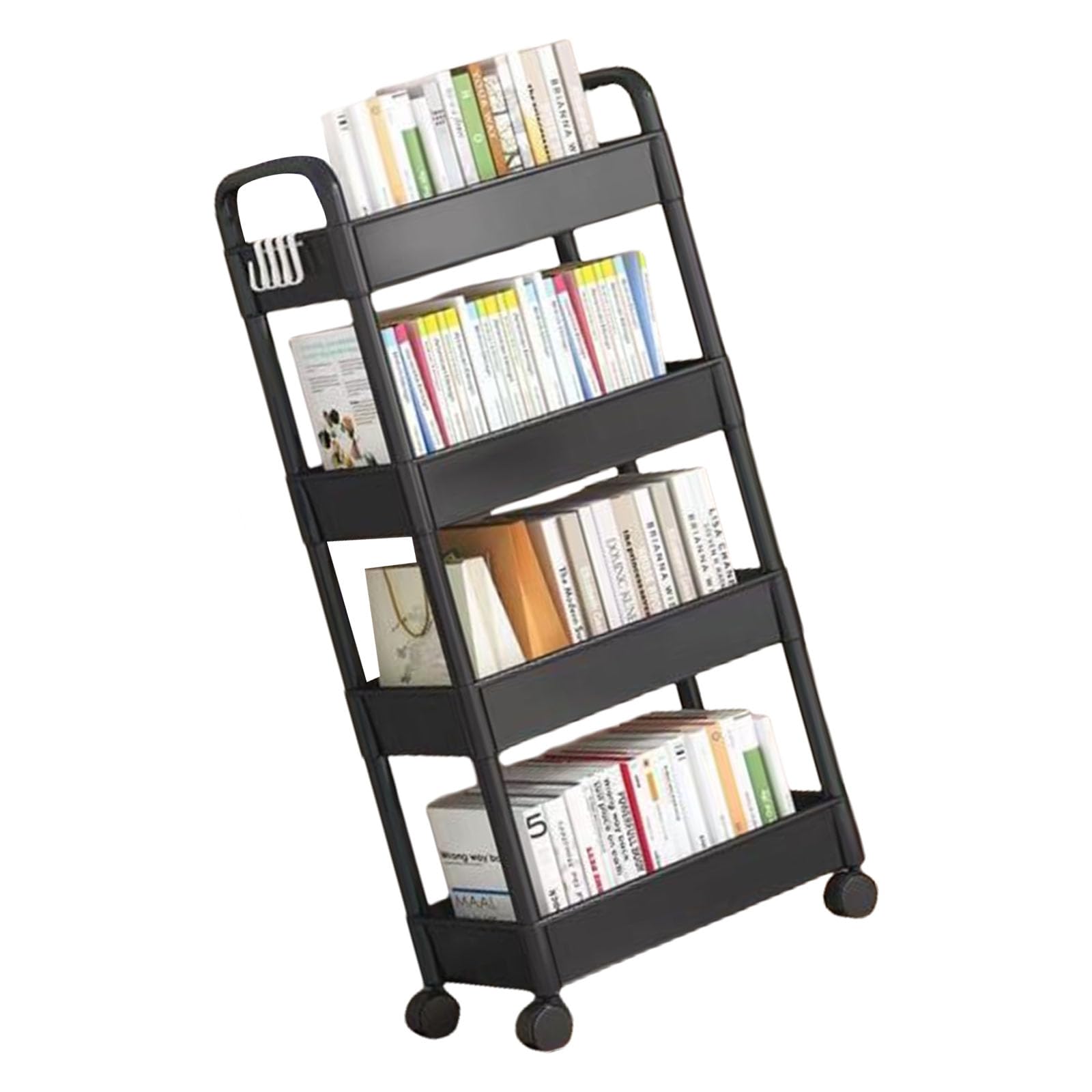 RAFGALDEX 4 Tiers Snacks Organiser Cart with Adjustable Shelves Space Saving Rack Practical Storage Trolley for Household Use Bathroom Storage Rack