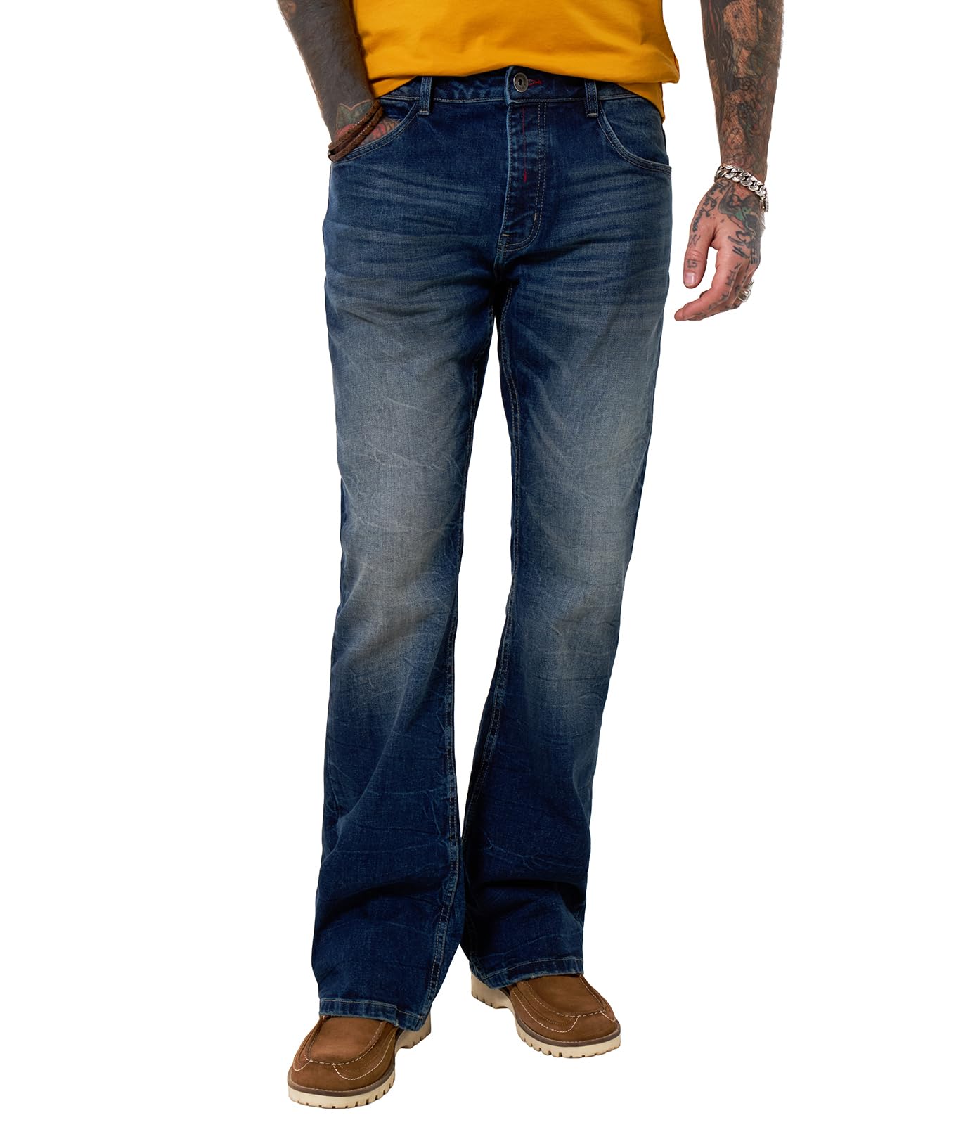 Joe Browns Men's Dark Wash Button Fly Bootcut Jeans, Regular, Blue, UK 30R