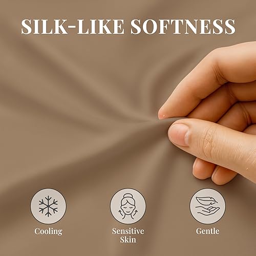 Miniatura 4 de Sacred Thread Juego de sábanas de rayón de 6 piezas de bambú, juego de ropa de cama y fundas de almohada con bolsillos profundos, ropa de cama