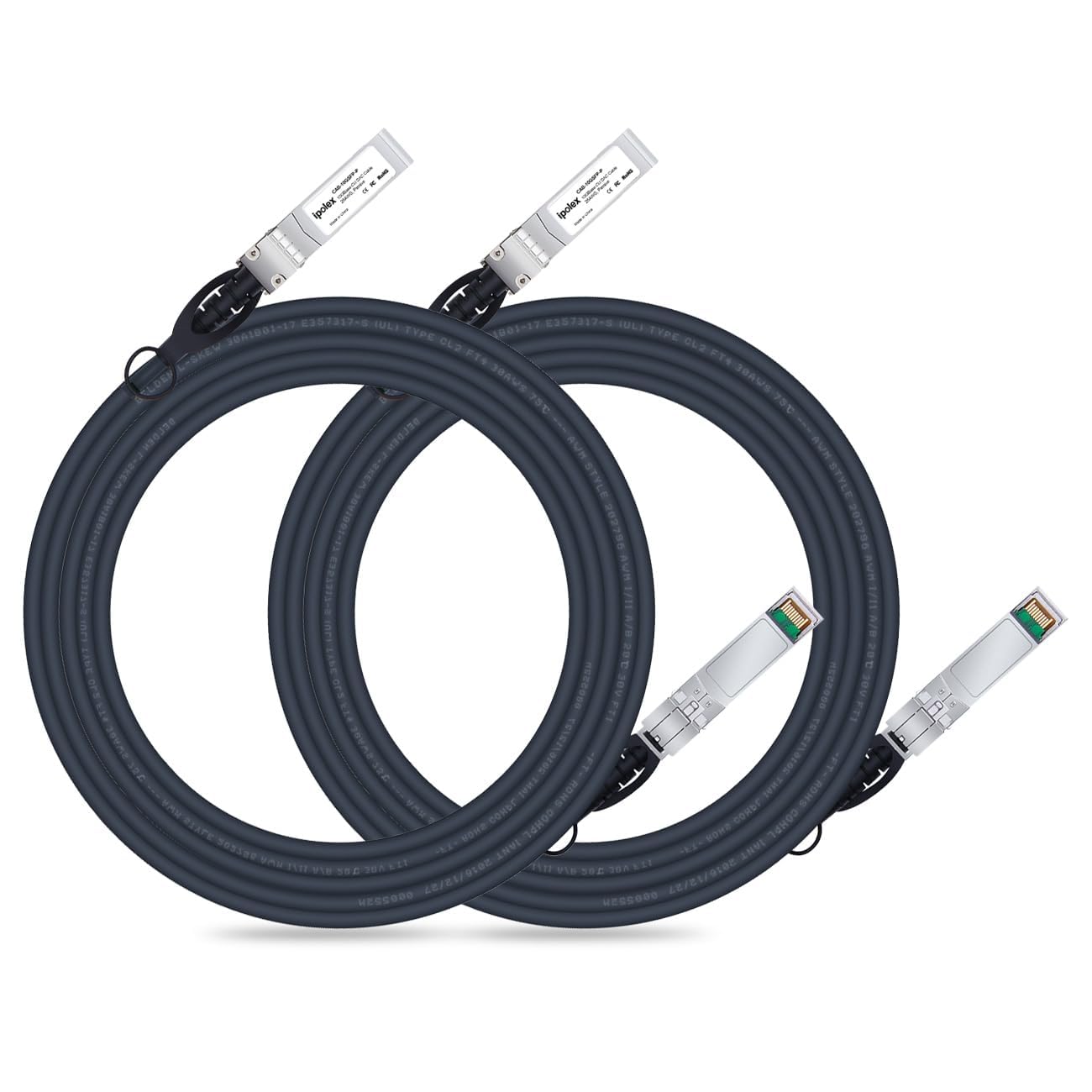 ipolex 10G SFP+ Kupferkabel, SFP+ DAC, 10GBASE-CU Direct Attach Kabel, 10Gb/s Passives Twinax Kabel Kompatibel für Cisco, Ubiquiti, Meraki, Mikrotik, Intel und mehr. 5-Meter, 2-Pack.