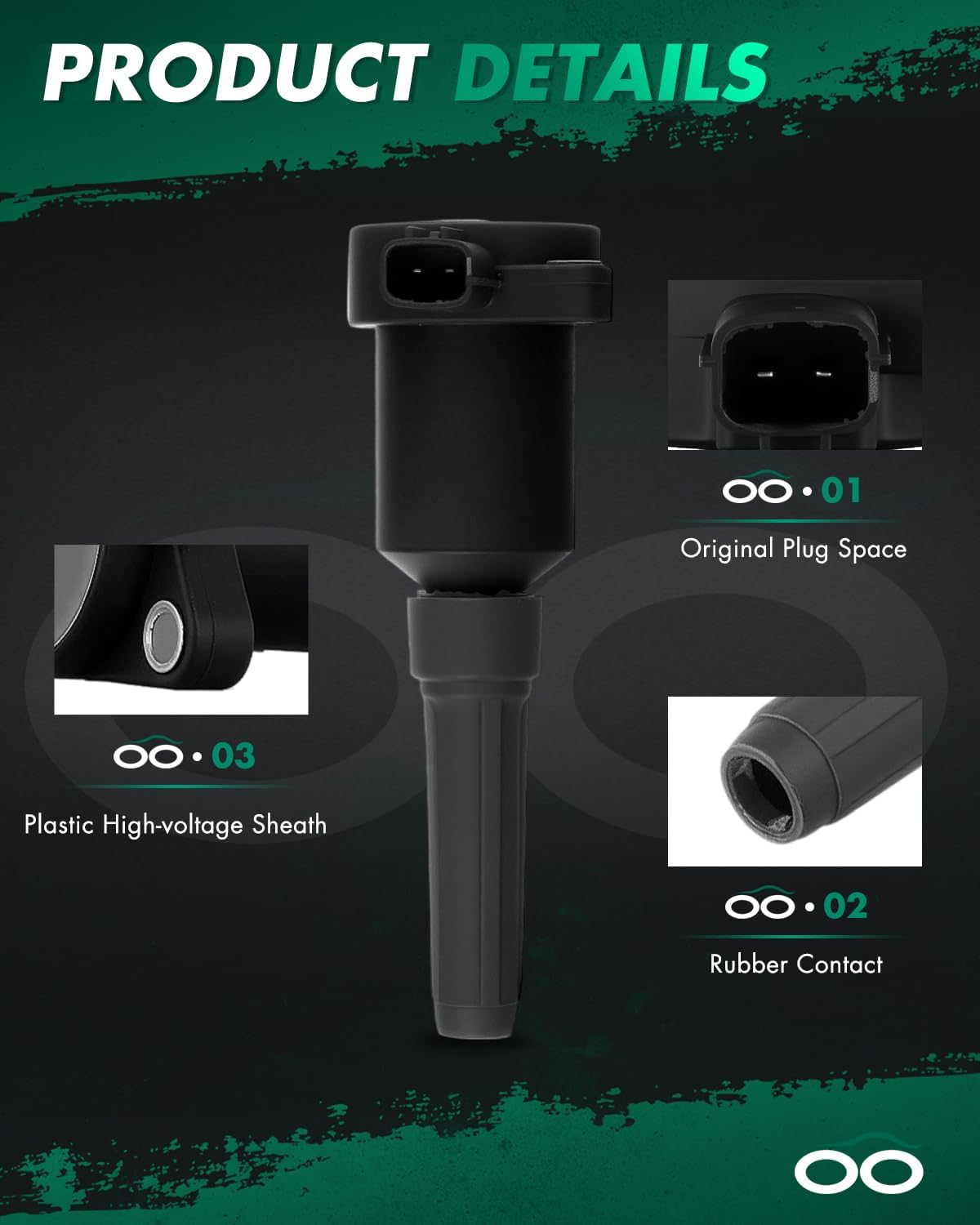 SCITOO Ignition Coil Coils Pack fits for Jaguar XJS 6.0L 1995 for XJS 4.0L 1995-1996 for XJ6 4.0L 1995-1997 for Vanden Plas 4.0L 1995-1997 UF384 48639 5C1176 set of 6