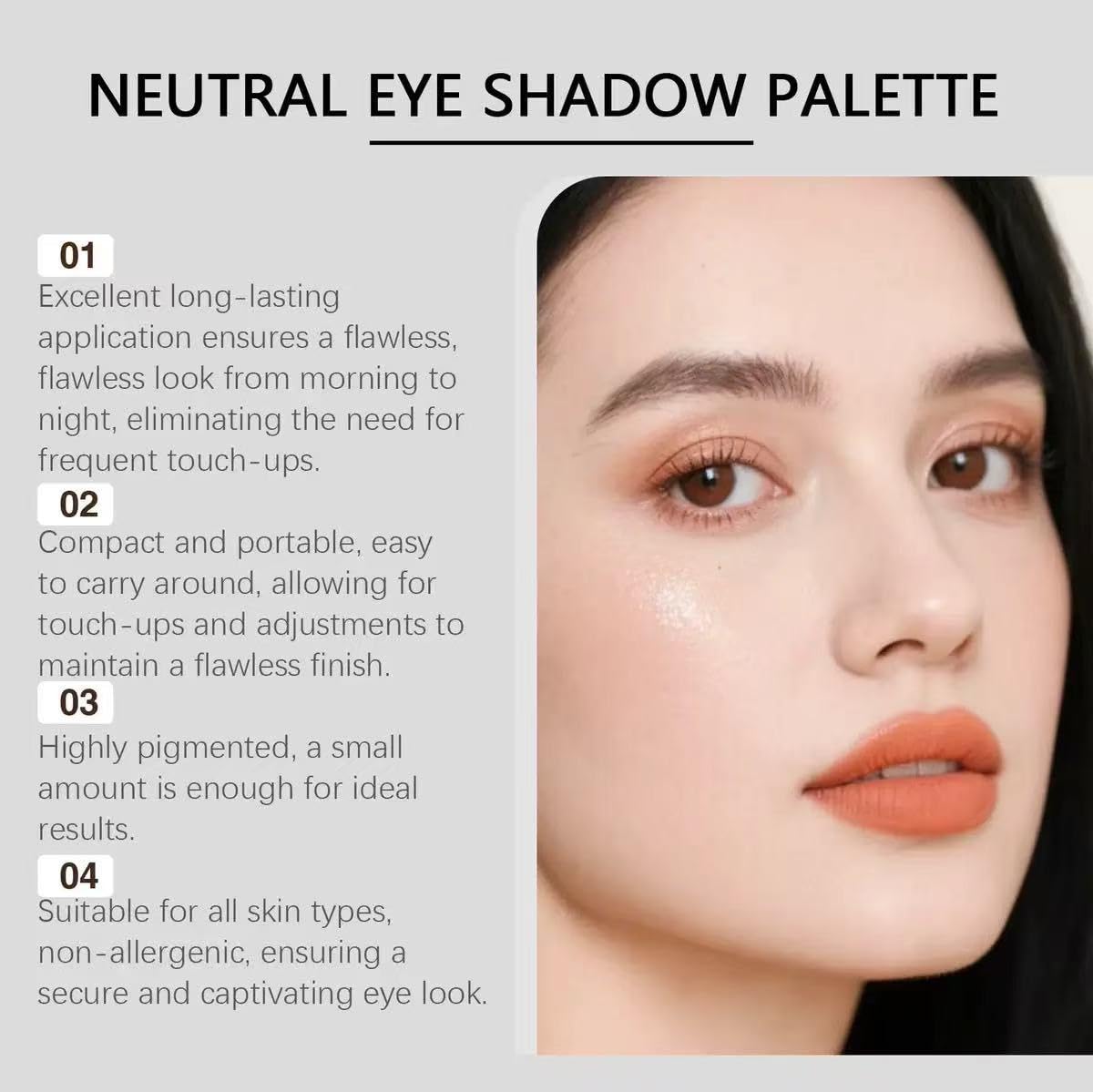 Natural Eyes Eye Shadow Palette - 9 Color Taupe & Brown Neutral Eye Shadows, Velvety Matte & Shimmer, Long Wearing, Rich Buttery Pigment Blendable Natural Look (1 box) - Image 6