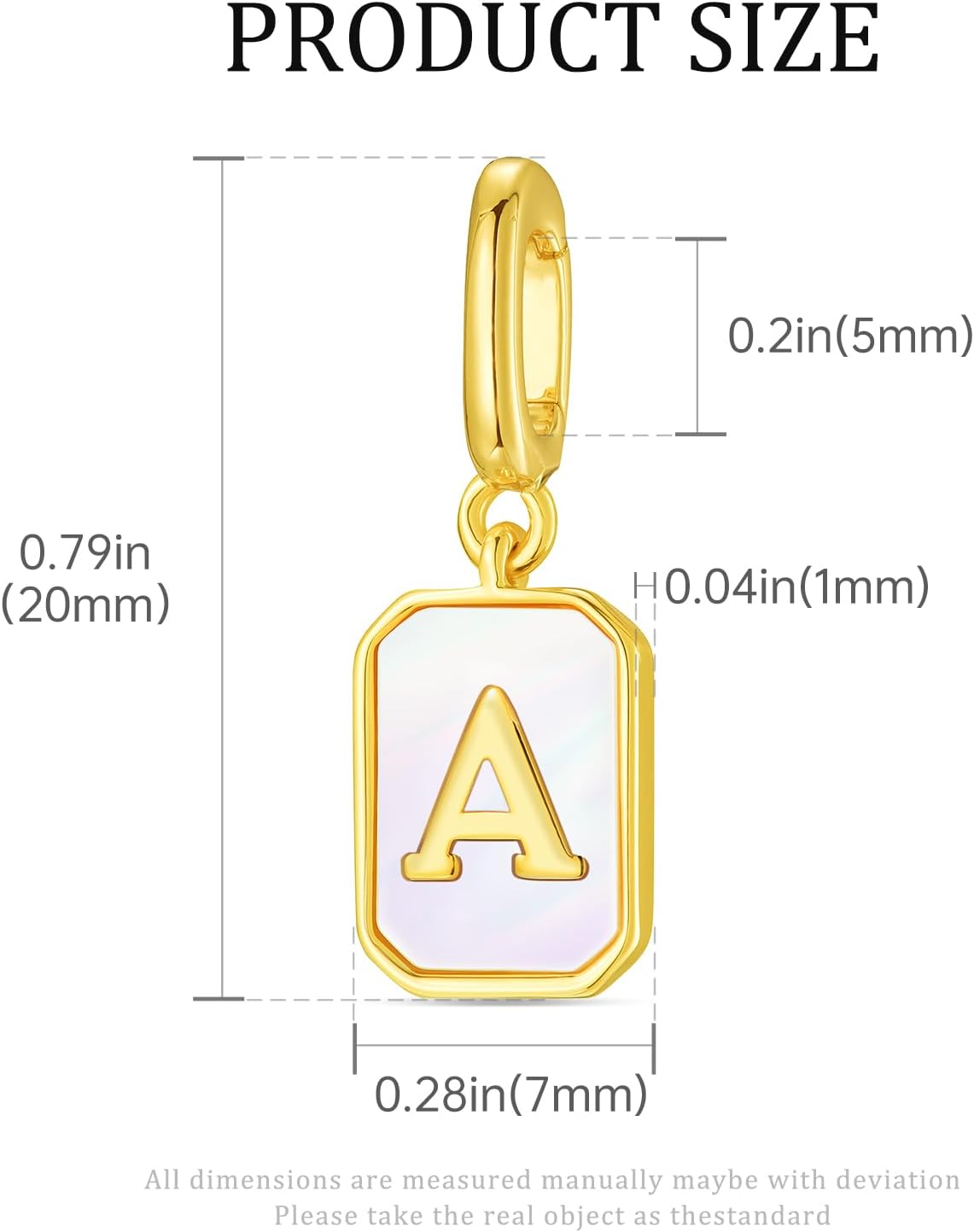 Letter Charms Gold Initial Charm with Clasp Rectangle Alphabet Letter Pendants for Necklace Bracelet - Image 3