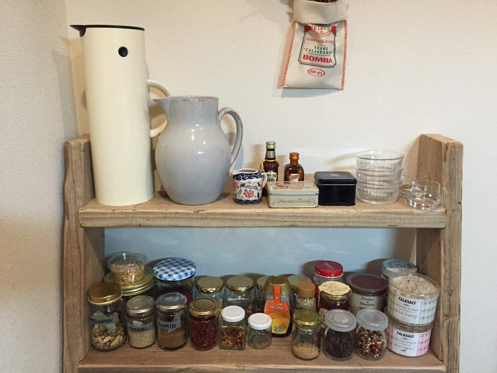 Amazon｜OLD ASHIBA（足場板古材） ラダーシェルフ 幅460mm×2段 屋内