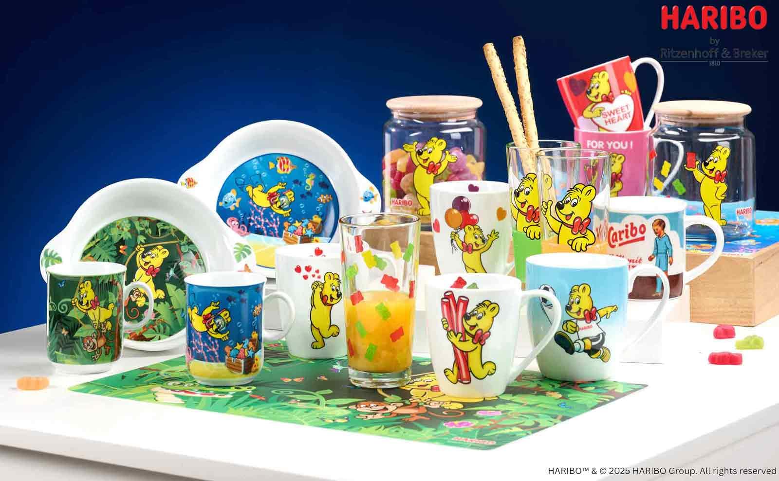 Ritzenhoff & Breker HARIBO Sport Becher 500 ml – 6er Set | XL Porzellan Tassen mit Goldbär Sport-Motiv | Spülmaschinenfest & Mikrowellengeeignet | Geschenkidee für Haribo-Fans