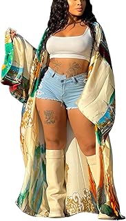Kimono Cardigan for Women Long Boho Satin Kimono Robes Plus Size Open Fr...