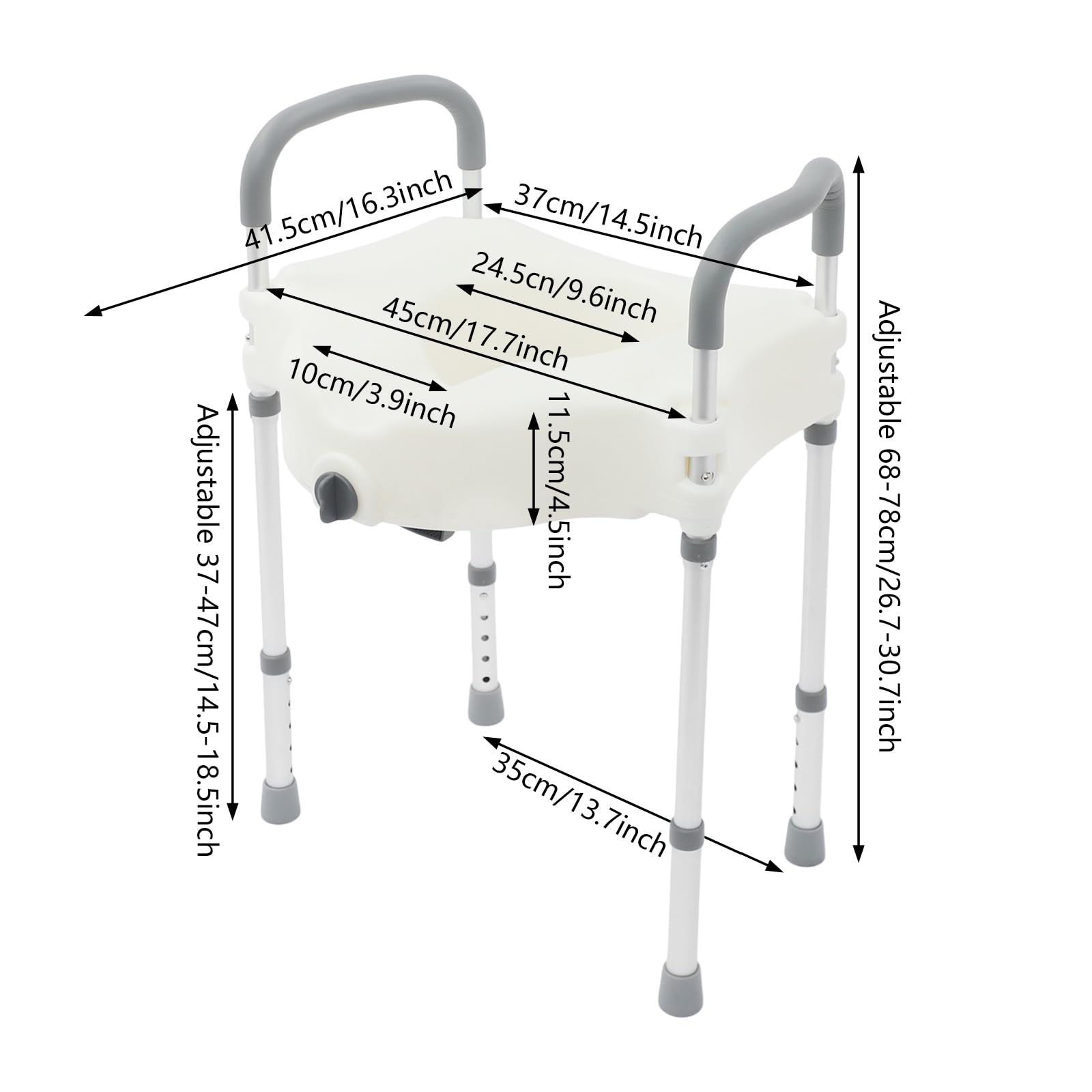Asas de seguridad para inodoros para personas mayores, elevador de asiento de inodoro con reposabrazos, altura regulable, para baño privado