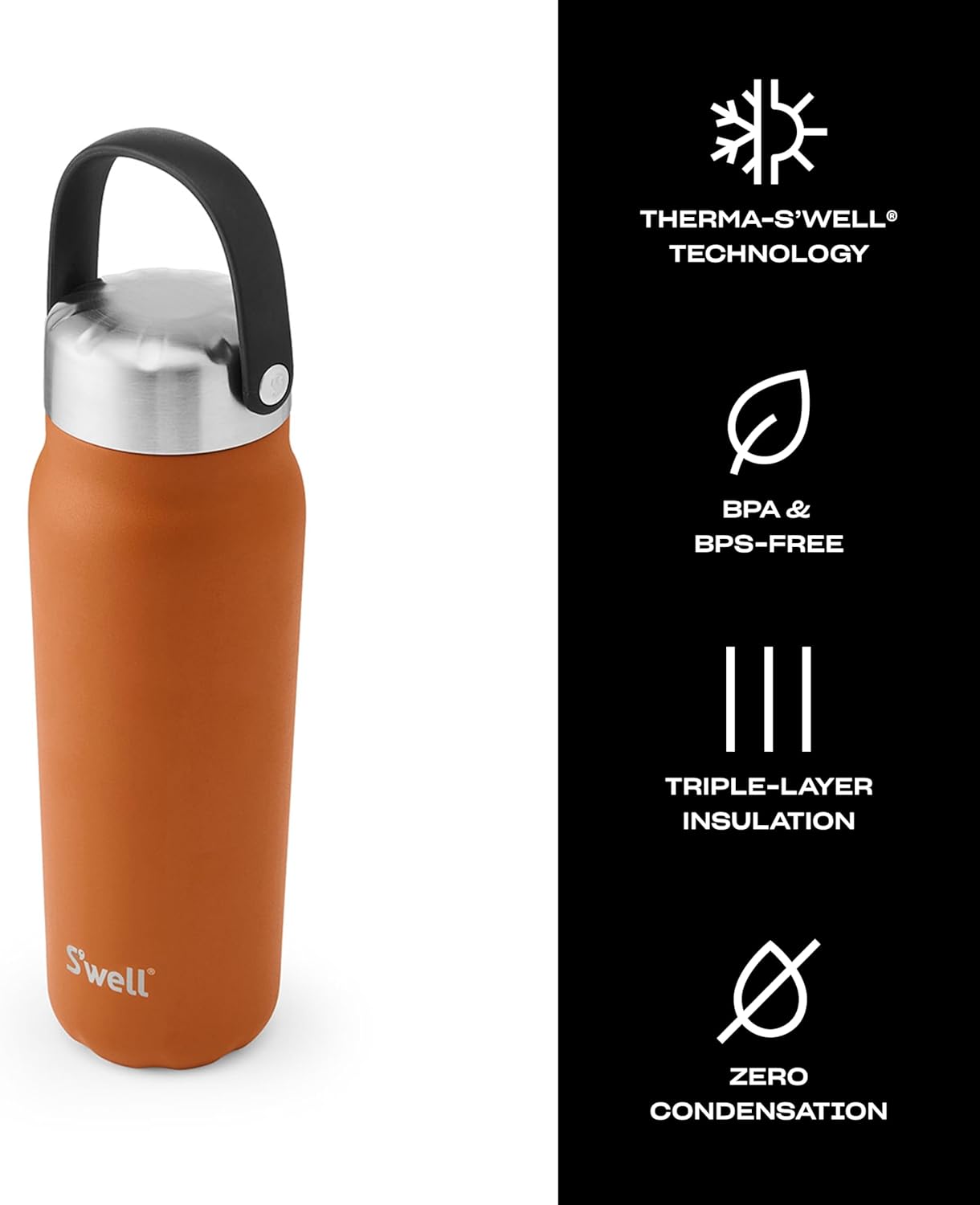 S'well Recycled Stainless Steel Explorer with Insulated Lid and Handle, 24oz, Carnelian, Triple Layered Vacuum Insulated Containers Keeps Drinks Cold for 36 Hours and Hot for 8 - Image 3