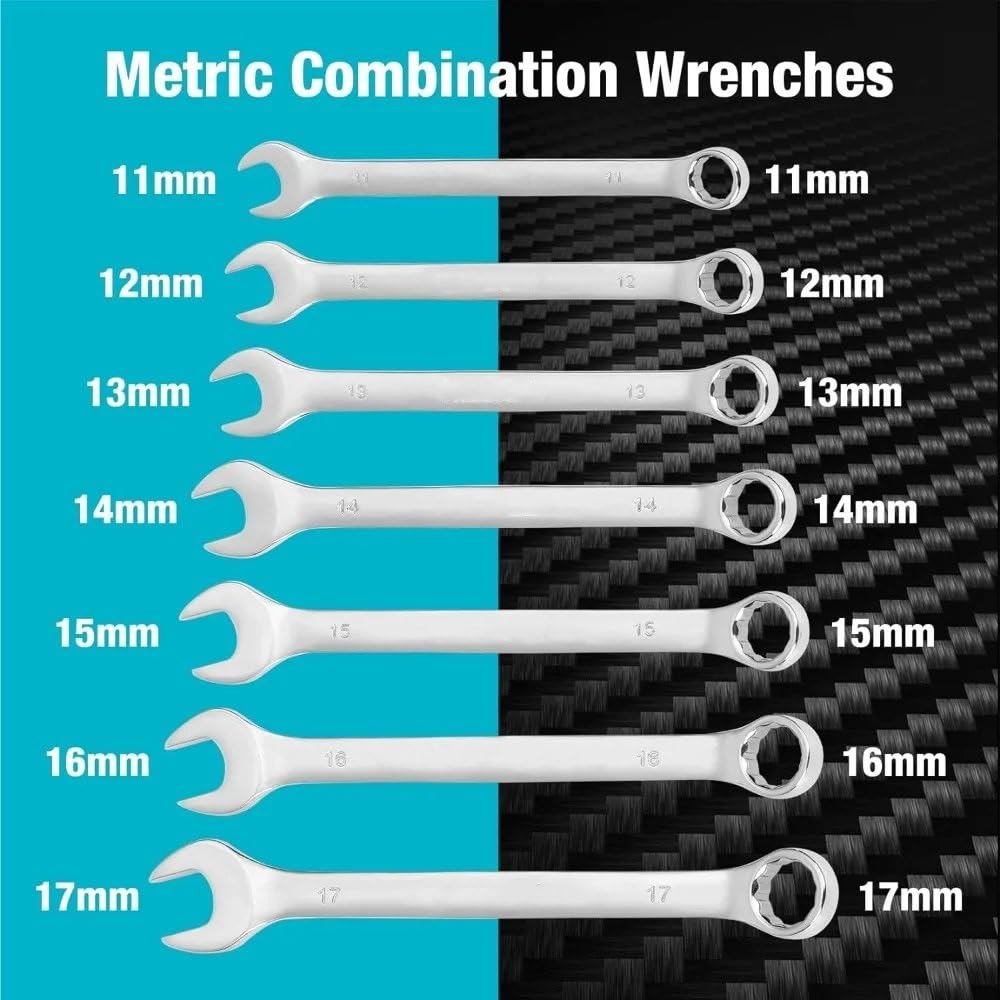 Herramientas De Mano Juego de Herramientas mecánicas de 497 Piezas, Incluye Dados SAE/métricos, trinquete de 90 Dientes y Juego de Llaves en Caja de Herramientas de 3 cajones Llave de Vaso