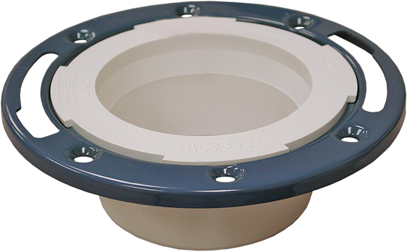 PlumBest C53340 3Inch by 4Inch PVC Flange with Adjustable Metal Ring