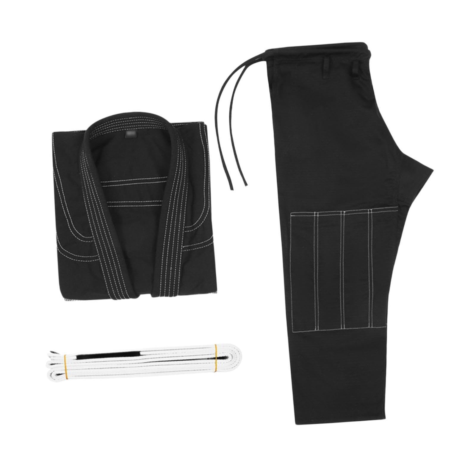 Accesorios de ropa para artes marciales, traje de Jiu Jitsu, cinturón, transpirable, ligero, deportivo, agarre, ajuste cómodo, kimono de torneo de, Negro, A1