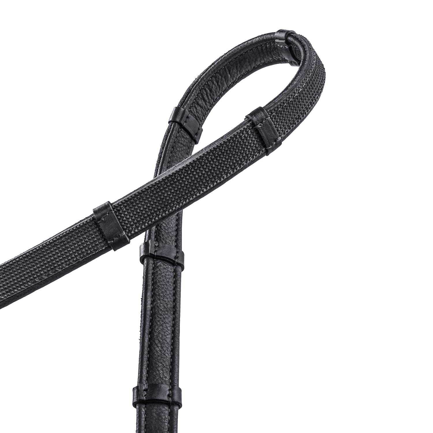 Sunride teilbare Gummizügel mit Stegen für Pferde, aus weichem Echtleder und griffigem Gummi (Pony 255 cm, schwarz)
