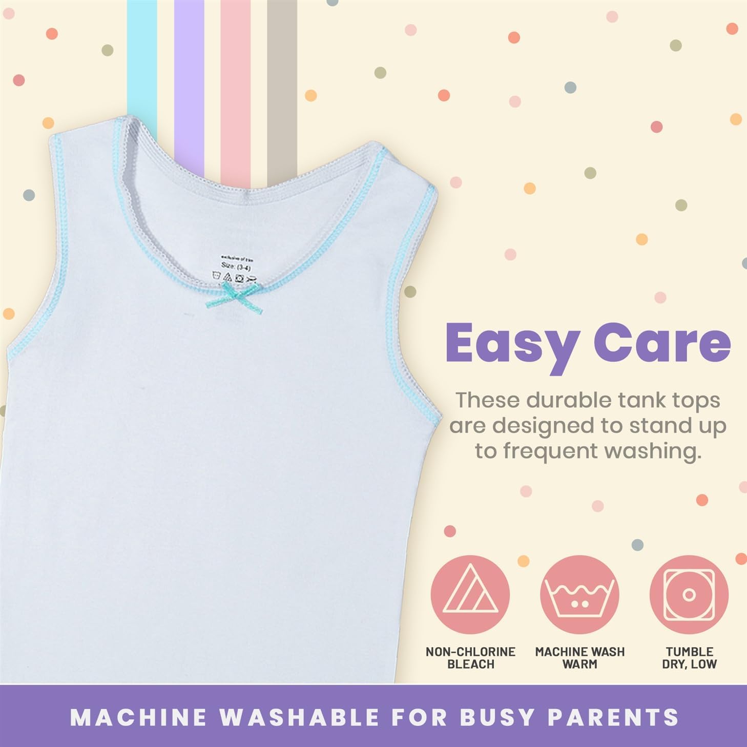 Buyless Fashion Girls Tank Tops - Sleeveless Cami Tanks Cotton Undershirts for Dance Gymnastics, Kids & Toddler Size (6 Pack) - Image 6