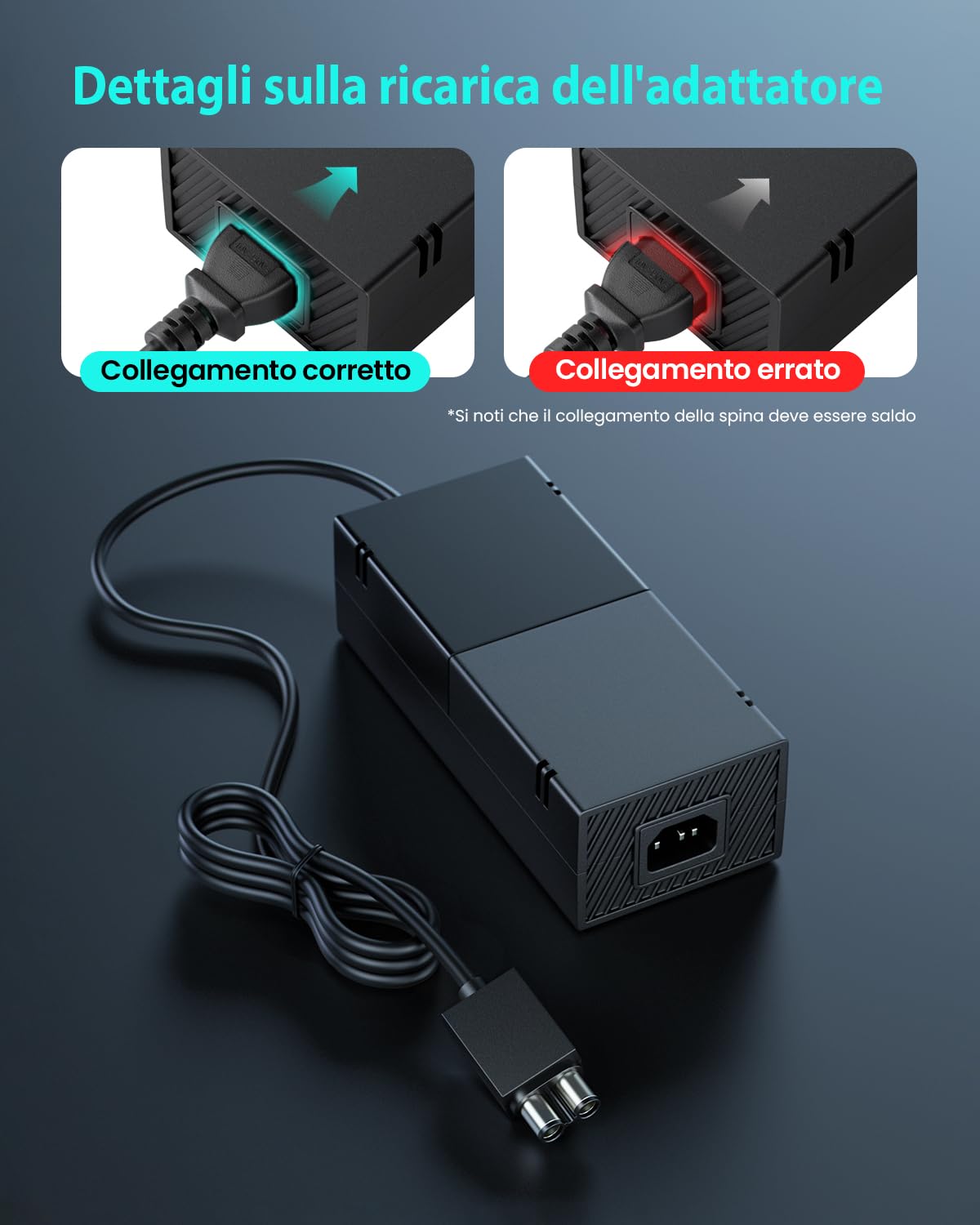 Sostituzione dell'alimentatore dell'adattatore CA per Xbox One, Cavo di alimentazione per Xbox One Brick EU Charging Cable100-240V Voltage