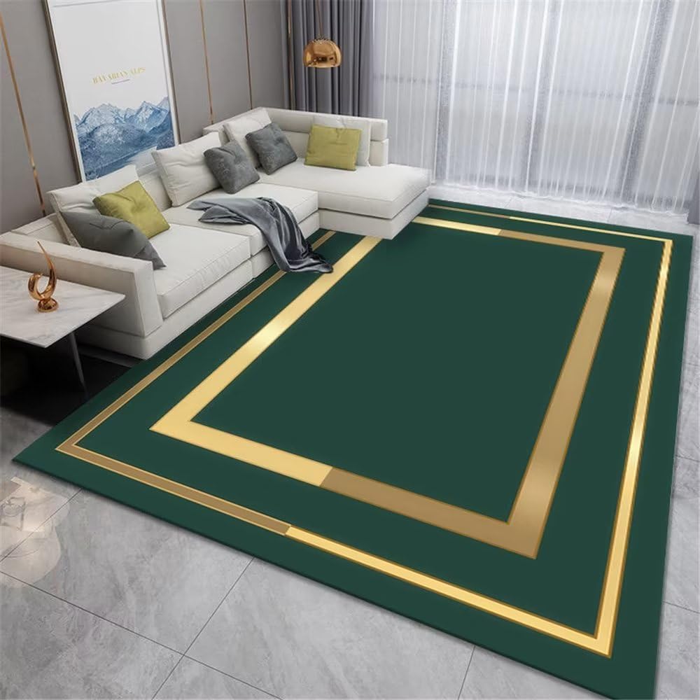 Tapis lavable en machine vert foncé 60x90cm fini les tapis sales qui glissent dans le salon