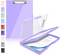 Vista 8 de Sooez Portapapeles con almacenamiento, portapapeles de plástico de alta resistencia Cleaview de 8.5x11 con almacenamiento doble, portapapeles