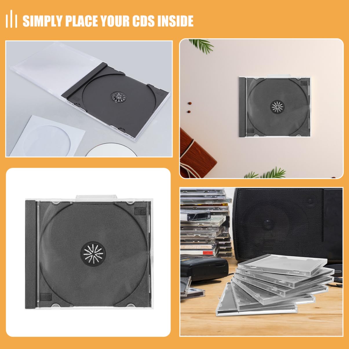 SOIMISS Custodia per CD e Dvd Trasparente in Plastica, Scatola Porta Dischi Impilabile, 10 Pezzi, Contenitori per CD e Dvd
