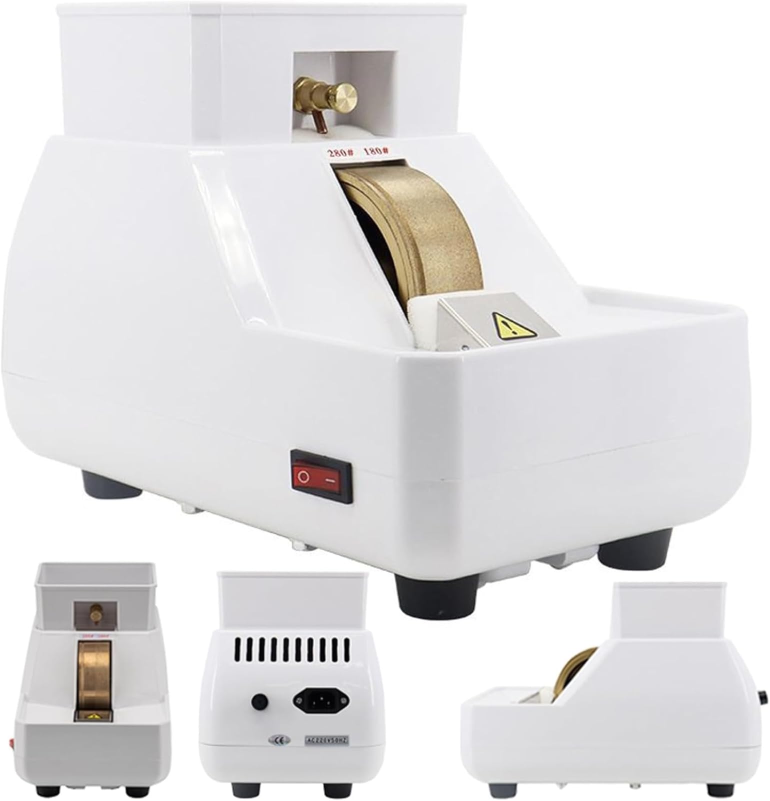 FHRKA Manual Lens Edger with V-Groove Trimming and Removable Sink for Resin Glass PC Stone Grinding