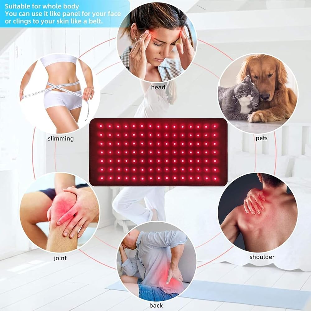 Esterilla de terapia de luz roja con 360 LED para el cuerpo,almohadilla envolvente grande para terapia de luz roja con luz infrarroja cercana de 660nm y 850nm,luz roja,tiempo y brillo ajustables