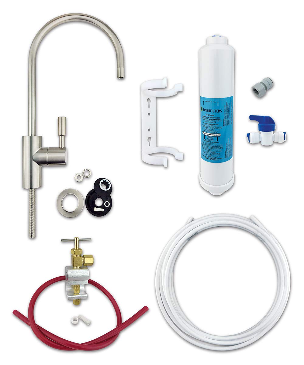 Finerfilters CLASSIC Undersink Drinking Water Filter Kit System Including Tap and Accessories (Brushed Nickel)