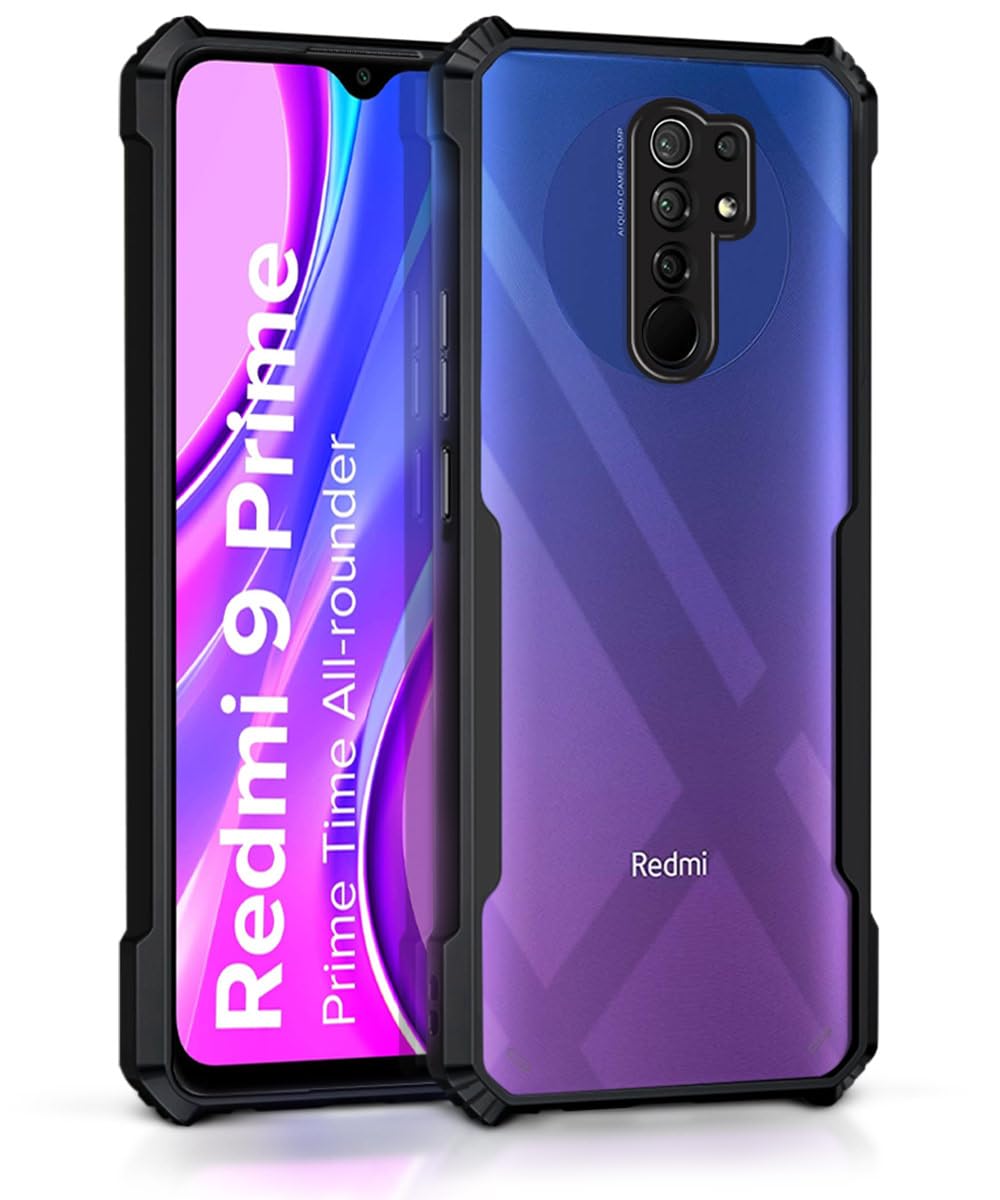 WOW IMAGINE Shock Proof Clear Back Case Mobile Cover for Xiaomi Redmi 9 Prime | Poco M2 (Hard | Hybrid PC + TPU | Full Armour Device & Camera Protection | Black) (B08TDWG9KF) Amazon Price History, Amazon Price Tracker