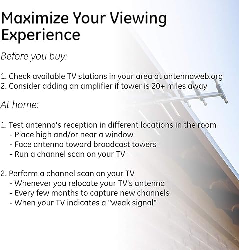 Miniatura 9 de GE Antena de TV digital HD para exteriores, antena OTA HDTV de largo alcance, diseño estilo Yagi, compatible con 4K 1080P HD Smart TV VHF UHF,