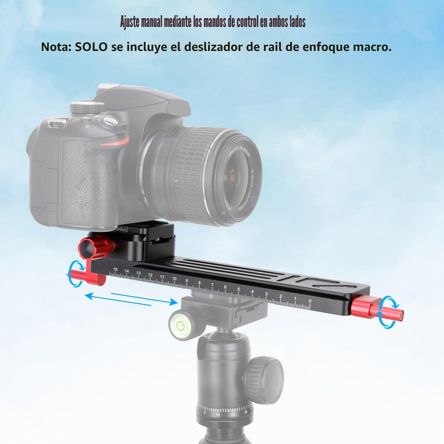 Koolehadao Deslizador de Riel de Enfoque Macro para fotografía Macro de Primeros Planos Riel de Enfoque preciso con Placa QR de 1/4 Compatible con Arca-Swiss para videocámara DSLR W-200