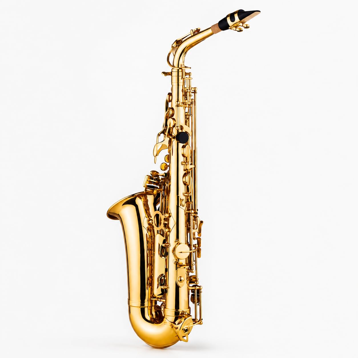 Saxofón alto Eb, saxofón de latón con patrón tallado, incluye boquilla de plástico, guantes, paño de limpieza, cepillo y correas