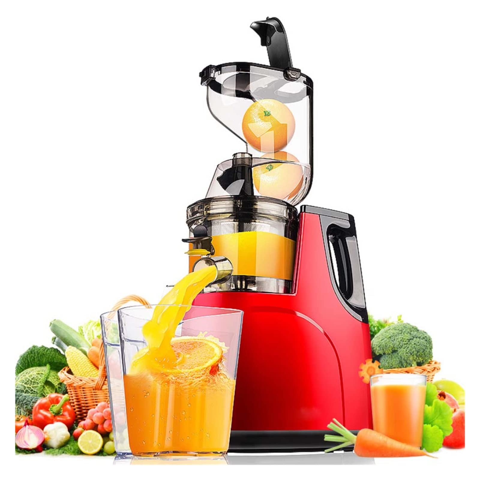 Scivolo di Alimentazione a Bocca Larga Grande a Bassa velocità Mela Intera Arancia Spremiagrumi Lento Frutta Verdura Nutrizione Estrattore di Succo Spremiagrumi (Colore: B, Dimensi