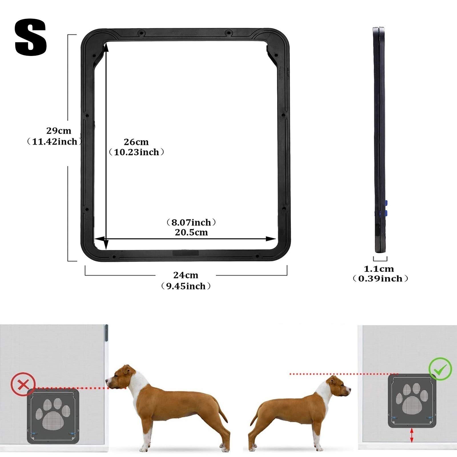 Katzenklappen Hua Haustiertür/Katzenklappe Mit 2-Wege-Verriegelung, Automatisches Abschließbares Haustiergatter, Anti-UV-ABS Und Nylonmaterial-PET-Winddichte-Tür, 2 Größen (Size : Small)