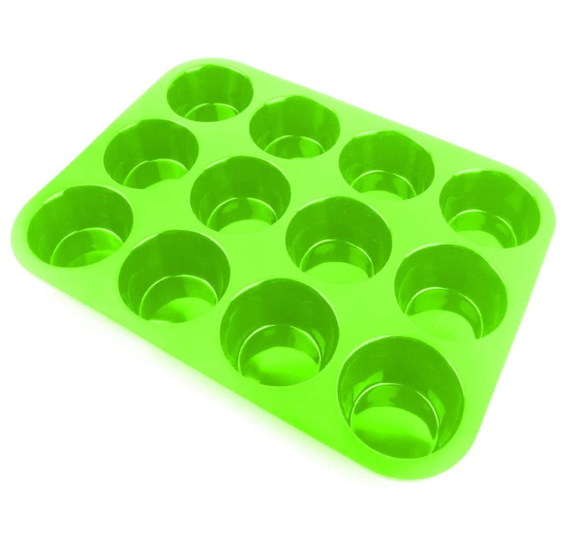 E FAST CE4 2pcs Muffin Tray Silicone 12 Cups Non-Stick Coating LFGB & BPA Free Cupcake Baking Pan for Cupcakes Brownies Muffins Pudding Tarts Egg Bites-Blue Microwave Safe (Lime Green)