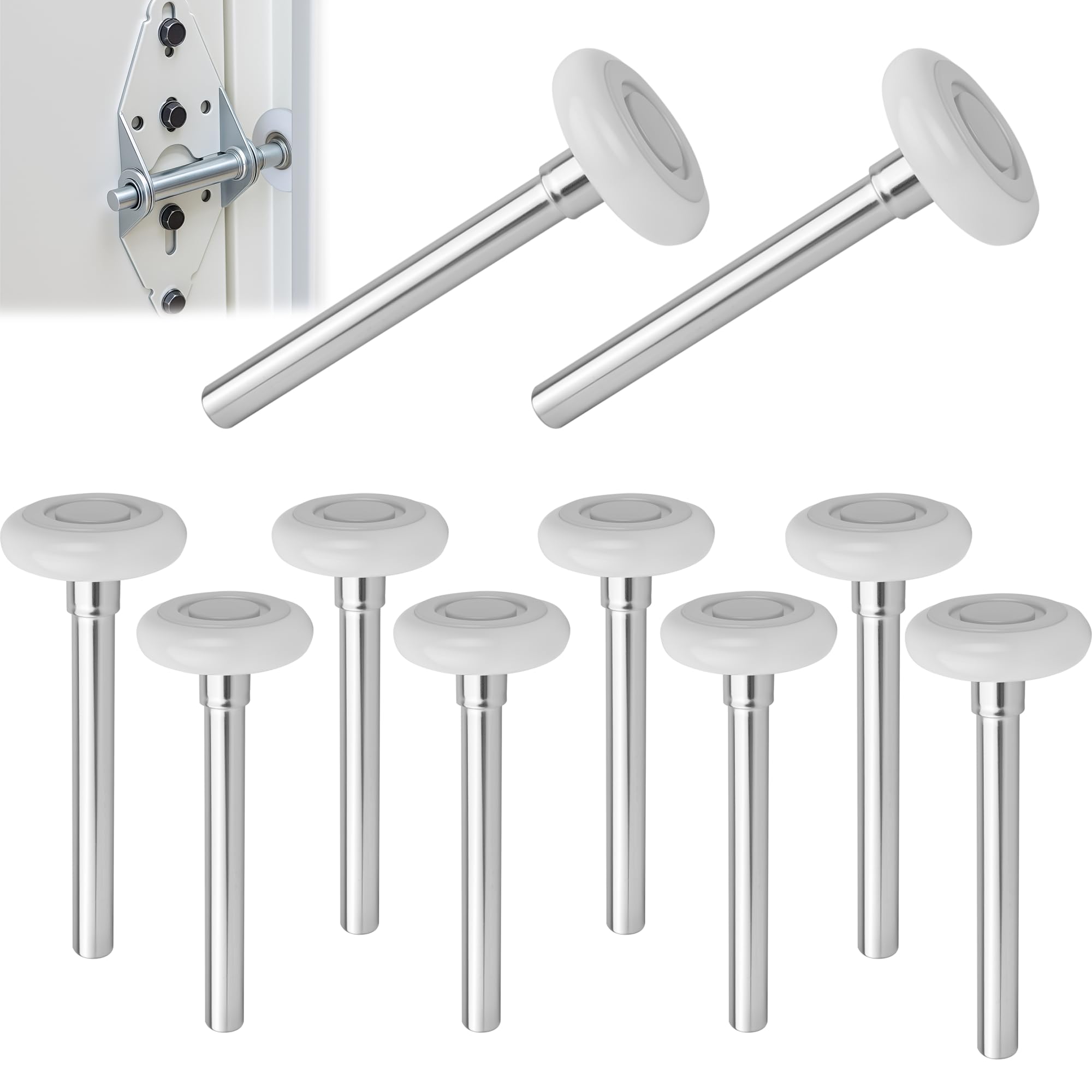 10 Pack 7" Stem White 2" Nylon Garage Door Roller with Protective Sealed-Cap(Dustproof), Ultra Quiet &amp; Long-Lasting, Commercial High Load Capacity, Double Sealed Bearings