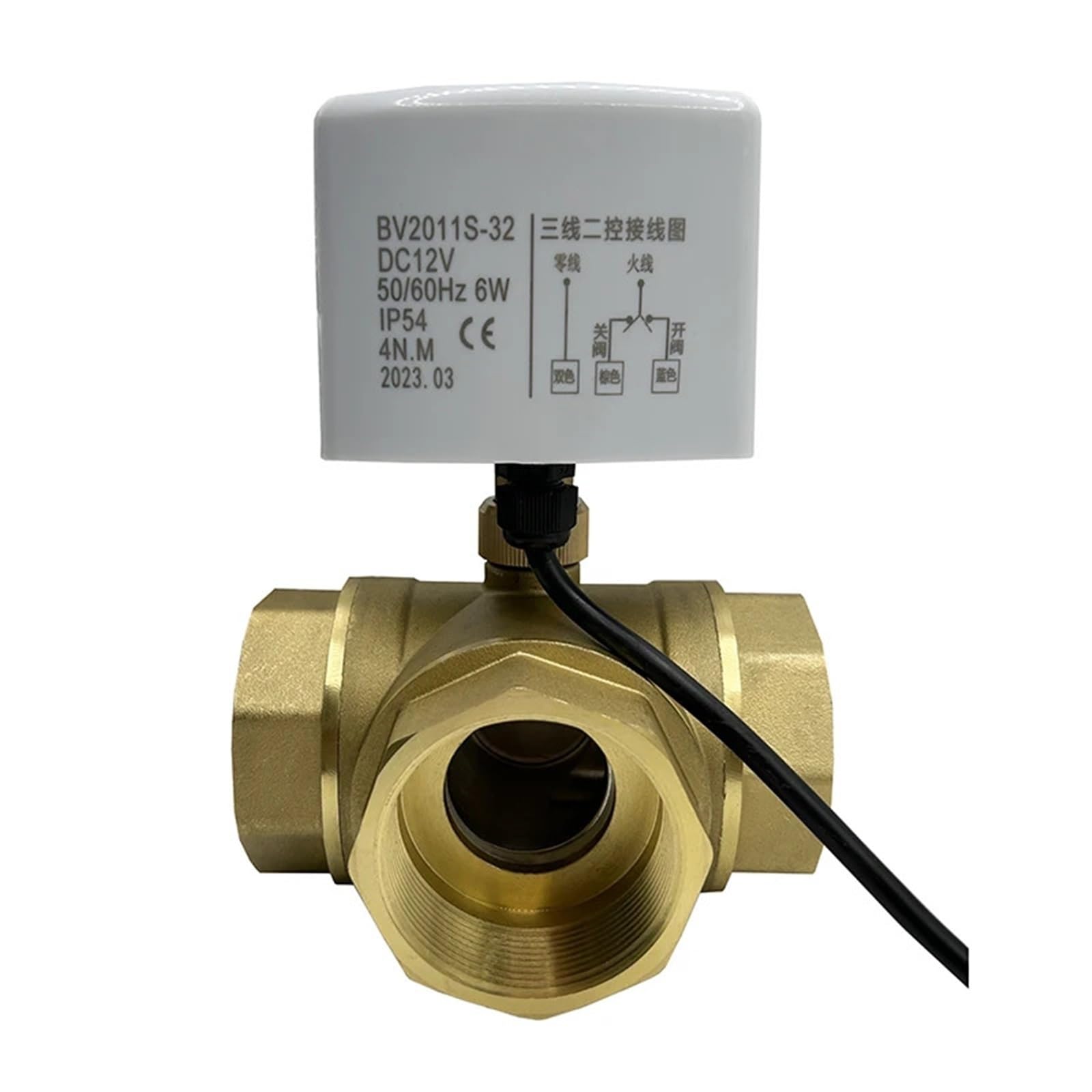 ZXTIIEUF 2" Inch Three Way Motorized Ball Valve Big Torque 220V 12V 24V 3-Wire 2 Control Brass Electric Ball Valve(24vac-t Type)
