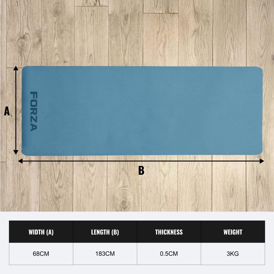 FORZA Yoga Essentials Bundle – PU Non-Slip Yoga Mat + EVA Blocks + Adjustable Yoga Strap + Carry Strap – Complete Home & Studio Yoga, Pilates & Flexibility Set