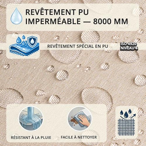 DreamRoots Tissu imperméable extérieur aspect lin UV, Beige, 2 m – vue 5