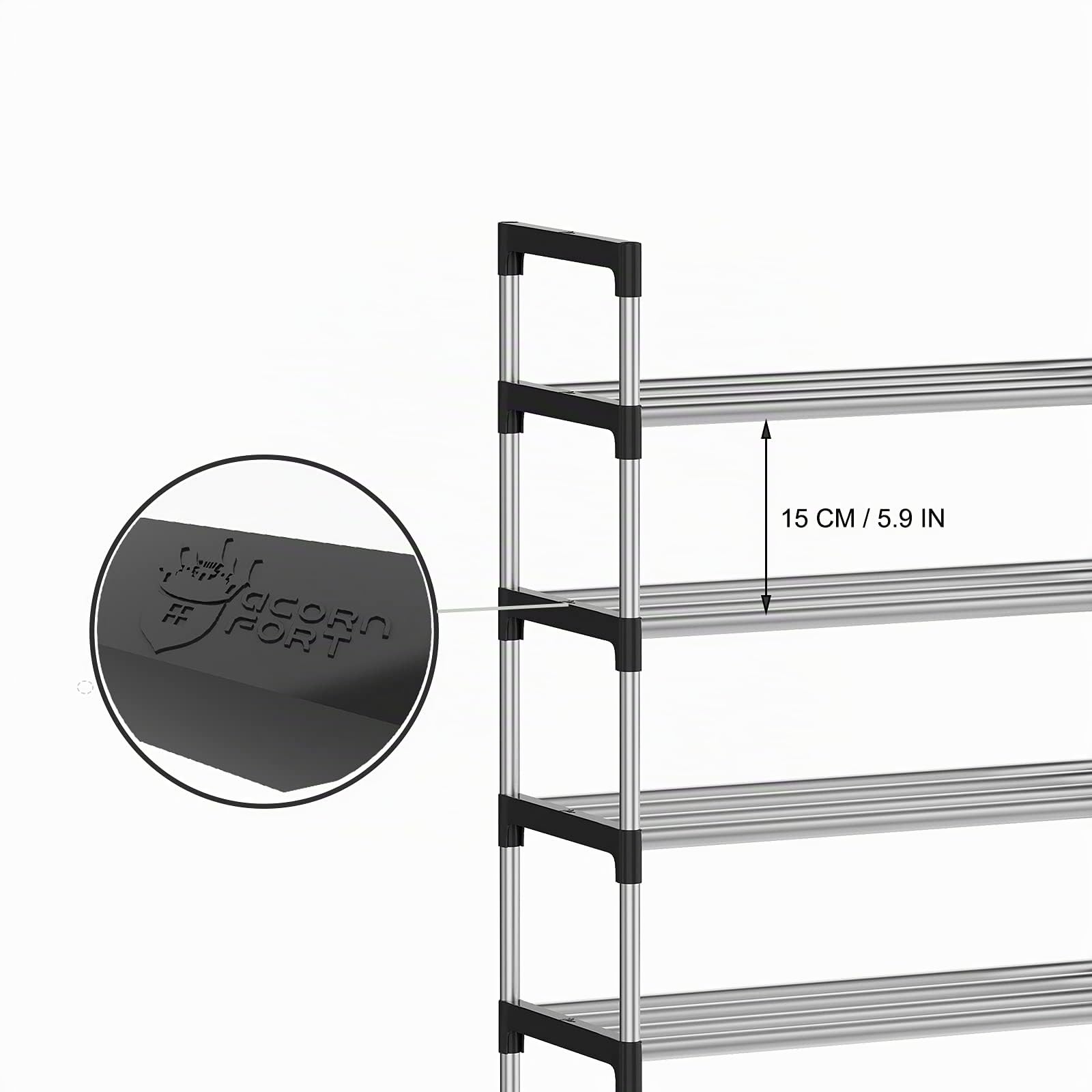 S-506 Scarpiera a 8 Ripiani, Scaffale Portascarpe, Organizzatore per Scarpe per 16-24 Paia di Scarpe, 30 x 56 x 140 cm, 16mm Addensare Extra Pipa, Corridoio, Camera da Letto (Argento)