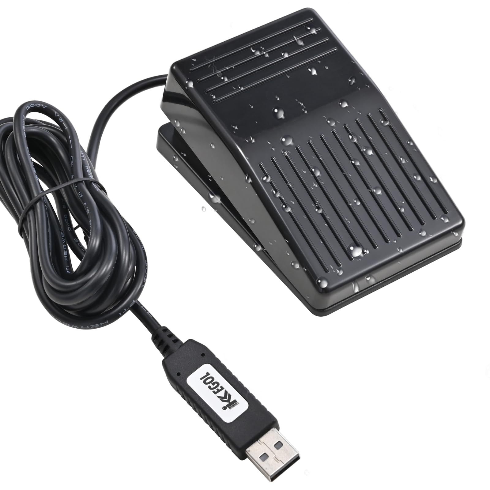 iKKEGOL Pedal de pie USB mejorado, pedal de control manos libres impermeable IP37, interruptor de pie programable con una tecla, teclado de ratón para transcripción, juegos, giro de página de trabajo