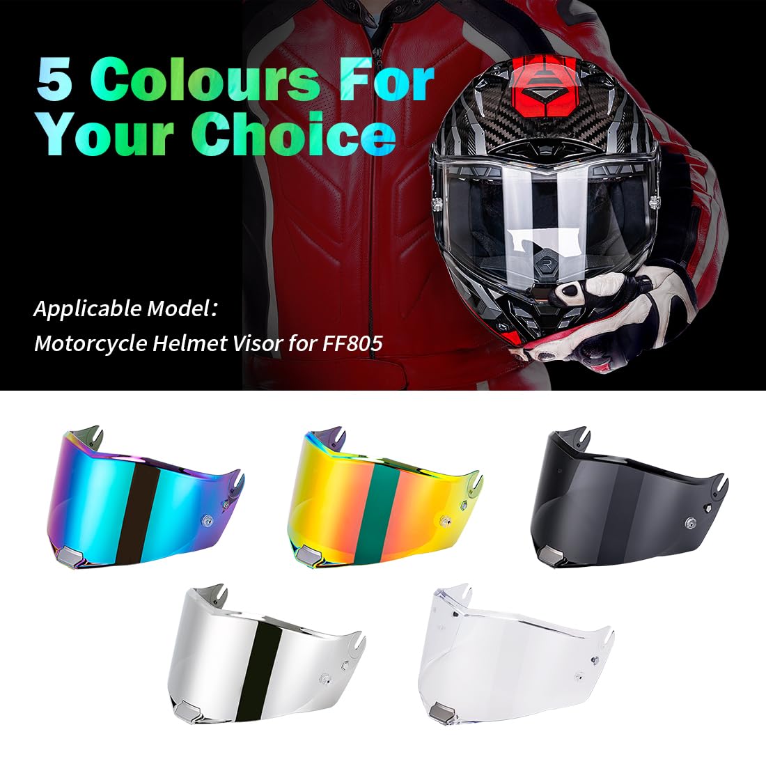 VCOROS Wizjer do kasku LS2 FF805, kask motocyklowy, wizjer, kask pełnotwarzowy, osłona na przednią szybę, zamiennik do FF805 (przezroczysty)
