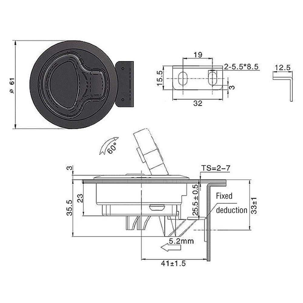 KingBra Round Boat Door Latch, 2.4 Inches Diameter Nylon Locking Flush Pull Slam Latch Hatch Lift for Boat Marine Deck Hatch 1/2'' Door Cabinet Hardware (White)