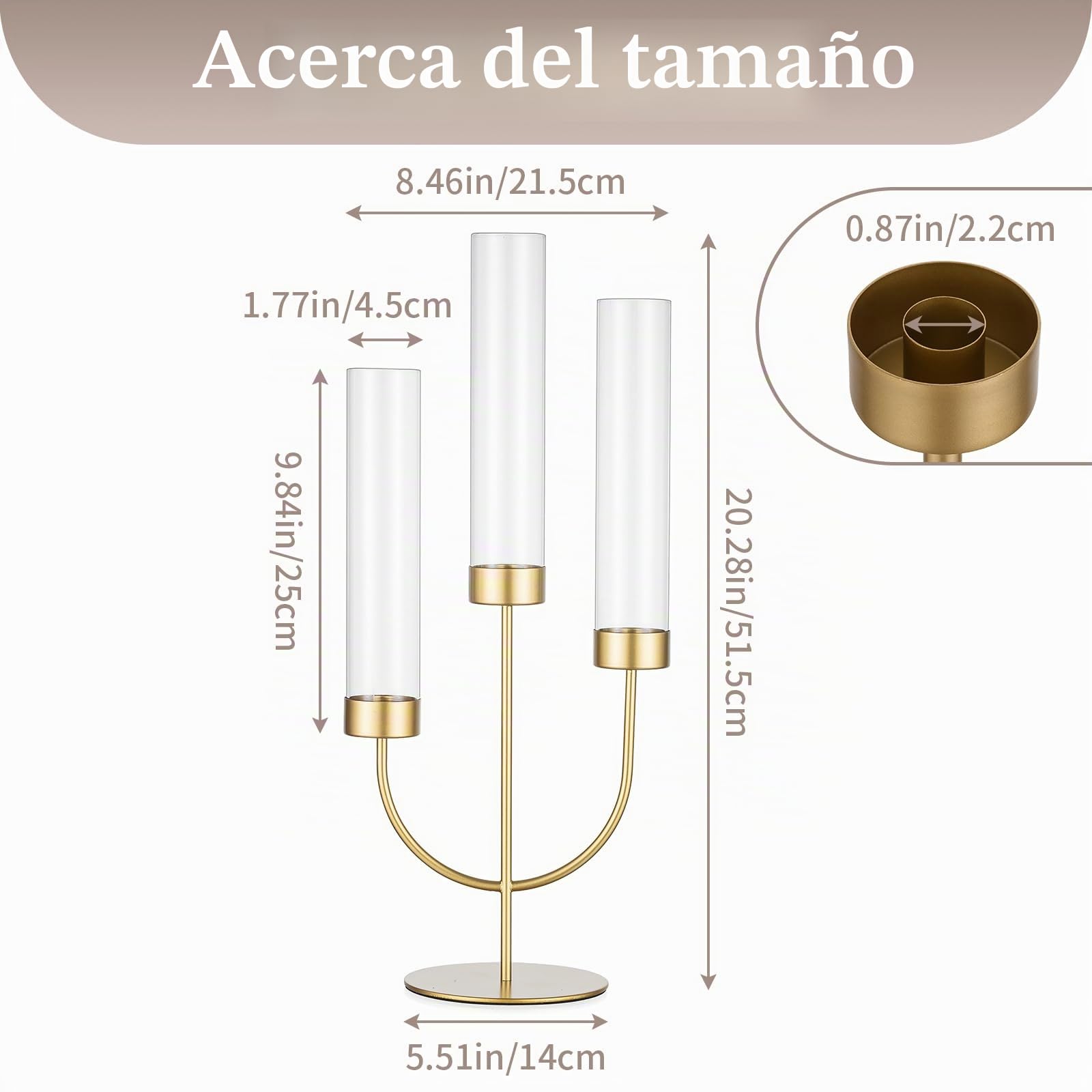 Sziqiqi Candelabro Oro: Centro de Mesa con 3 Brazos y Cristal Antiviento para Decoración de Navidad - Candelero Moderno para Exteriores
