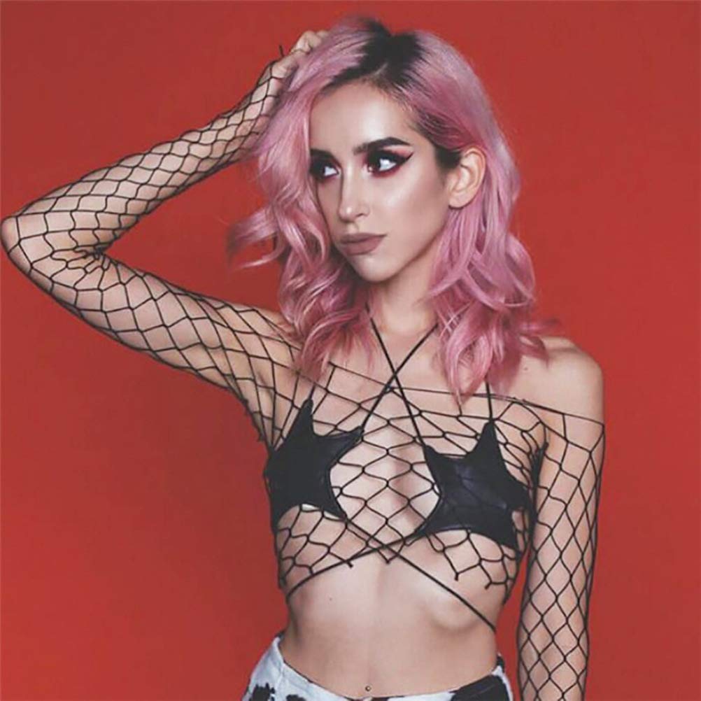 YYUNANG Women's Cut Out Lace-Up Sexy Bra,Star Bra Crop Top Star Bikini Top Lace Up Halter Bralette Bandeau Camisole: One Size Black