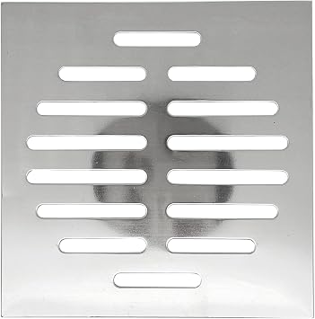 2pcs 5Inch Stainless Steel Square Floor Drain Cover,14 Holes,Silver ToneSquare