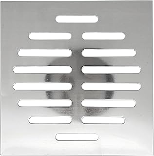 2pcs 5Inch Stainless Steel Square Floor Drain Cover,14 Holes,Silver Tone(Square)