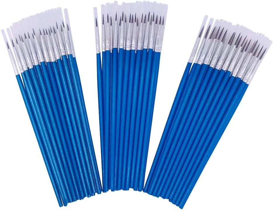 [60 Pack] Pointed Round Painting Brush,Hand Made Thread Drawing Brush,Detail Paint Brush,Nail Brushes for Painting,Coloring by Acrylic, Oil and Watercolor for Artist,Students (Mix(20S+20M+20L))