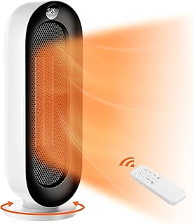 Space Heater, Ilake Space Heater for Indoor Use with ECO Mode, 1500W Ceramic Heater with Remote, Oscillation, Tip-Over Overheat Protection, 12H Timer, Electric Heater for Living Room, Bedroom, Office