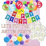 Lets Put The Art In Party, Art Party Decorations, Painting Birthday Party Decorations, Artist Drawing Art Paint Birthday Banner Balloons, Painting Theme Party Favors,Art Themed Birthday Party Supplies