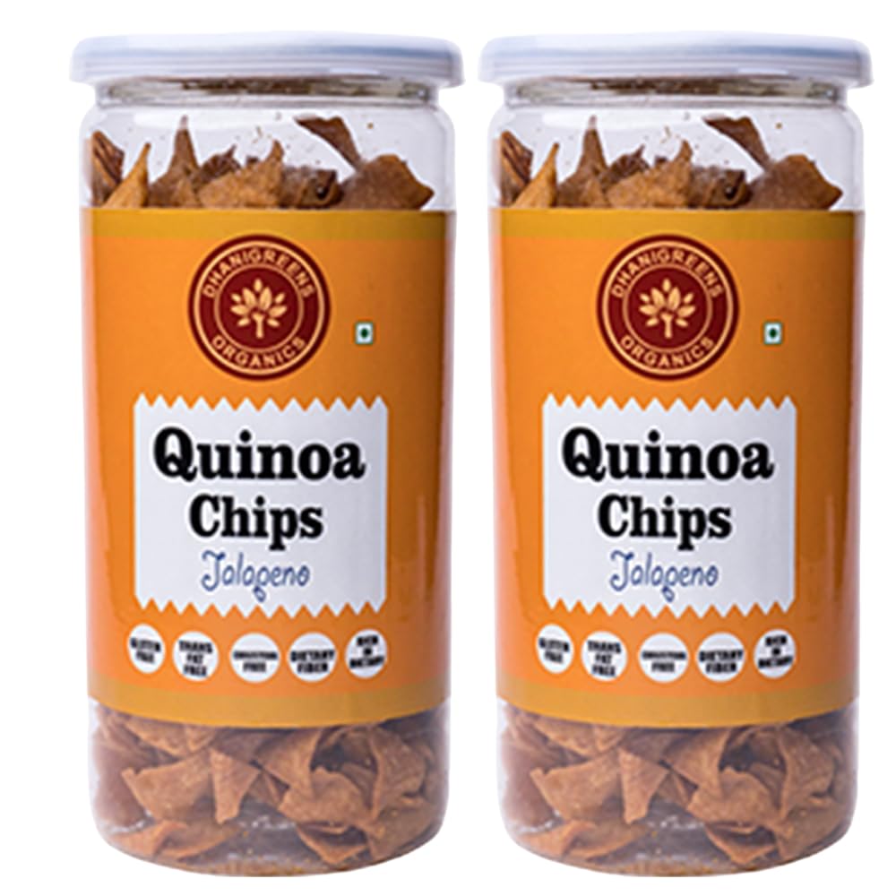 Dhanigreens Organics Salty Quinoa Chips Jalapeno Flavour Healthy & Crispy Snacks 150gm (Pack of 2)| Gluten Free, Cholesterol Free, Dietary Fiber, Transfat Free | Rich in Nutrients | Protein Snack (B0DBQ1B7WK) Amazon Price History, Amazon Price Tracker