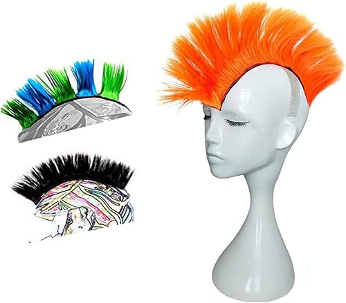 Miniatura 5 de HHongJM Helmet Hawks - Pelucas sintéticas Mohawk para casco de motocicleta, casi casco, palo, diseño reutilizable (casco no incluido)