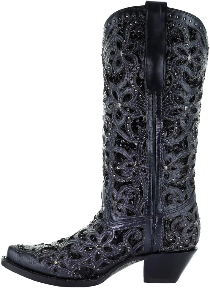 Corral Boots Women's Black Inlay Embroidery and Studs Boot (A3752-LD)